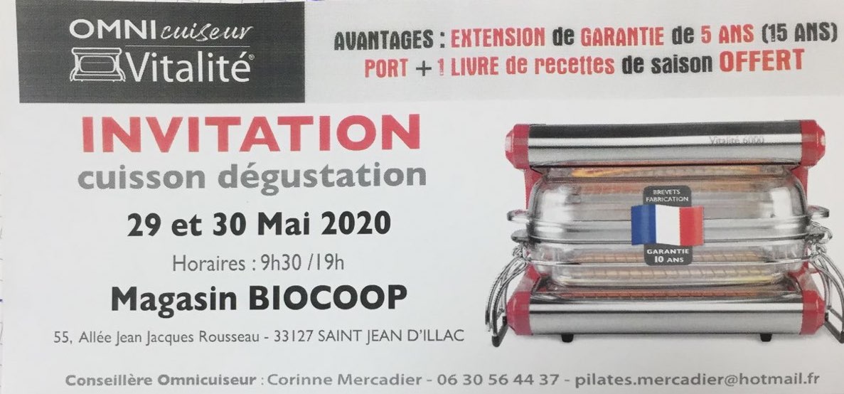Atelier découverte de l'Omnicuiseur Vitalité Atelier découverte de l'Omnicuiseur Vitalité