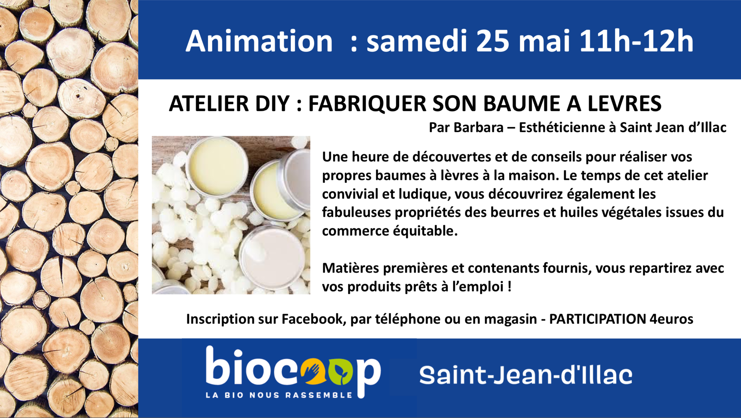 Atelier DIY "Fabriquer son baume à lèvres" / Participation 4€ Atelier DIY "Fabriquer son baume à lèvres" / Participation 4€