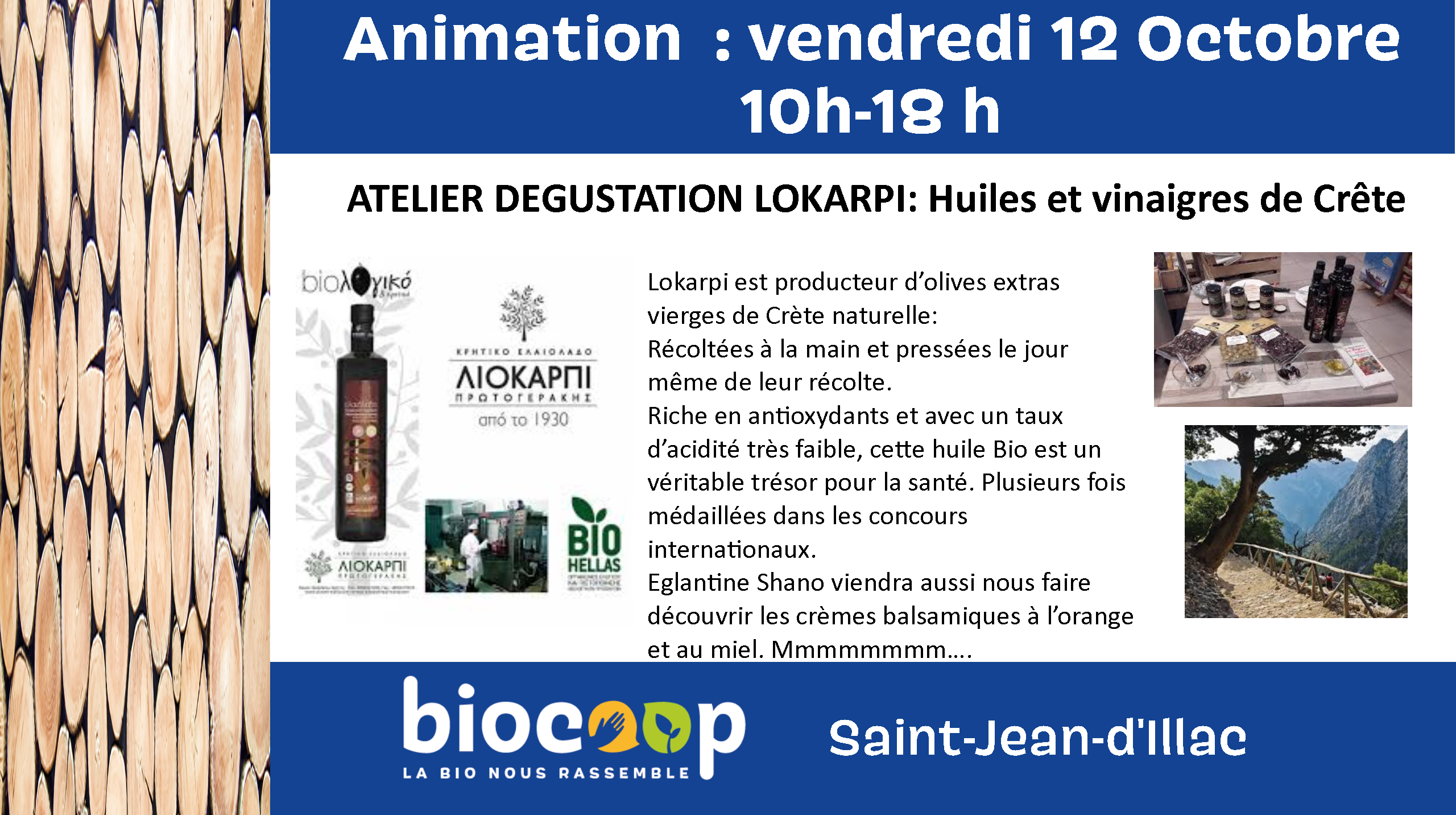Atelier dégustation Lokarpi : Huiles et vinaigres de Crète Atelier dégustation Lokarpi : Huiles et vinaigres de Crète