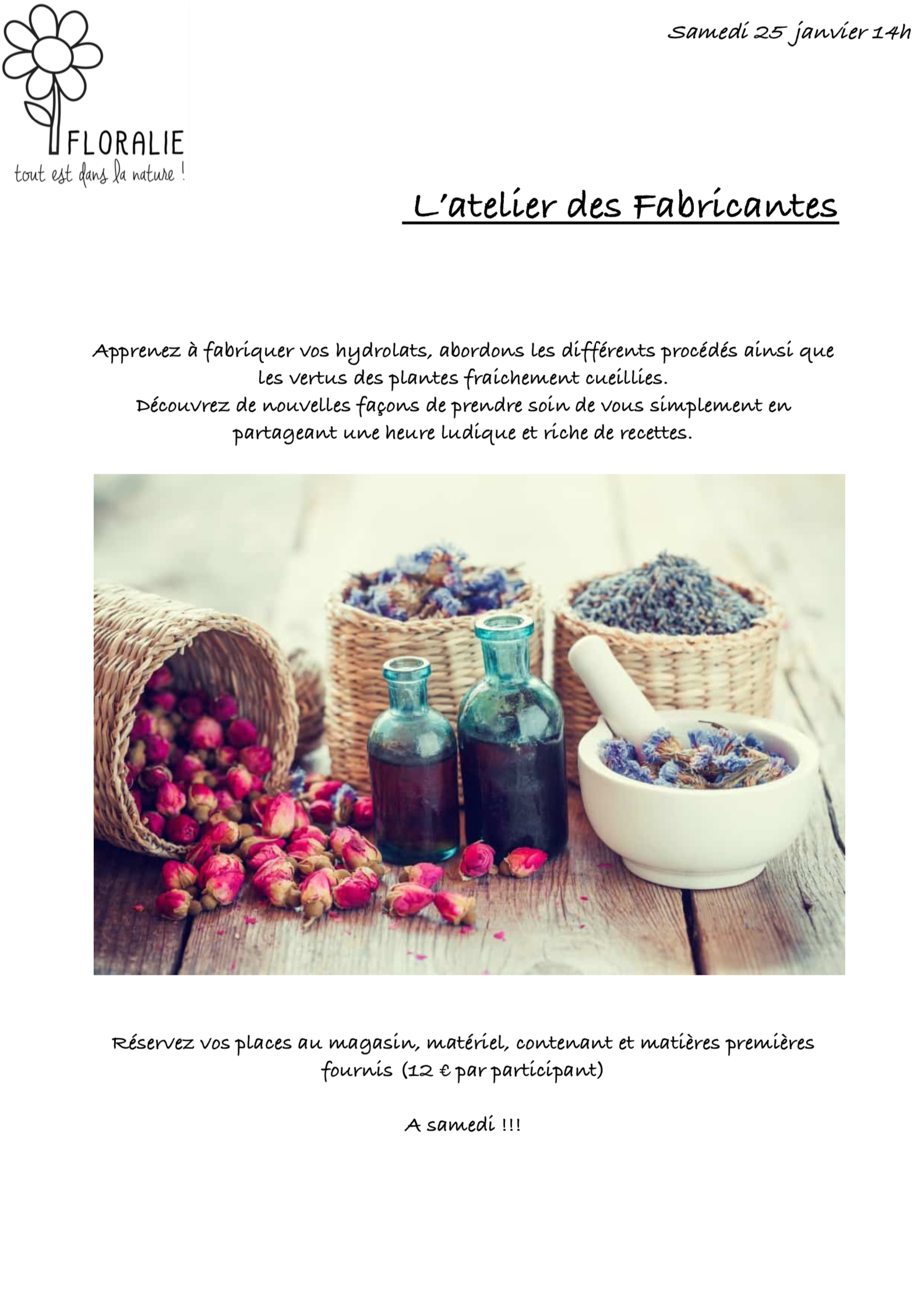 Atelier "Fabriquer ses hydrolats" Atelier "Fabriquer ses hydrolats"