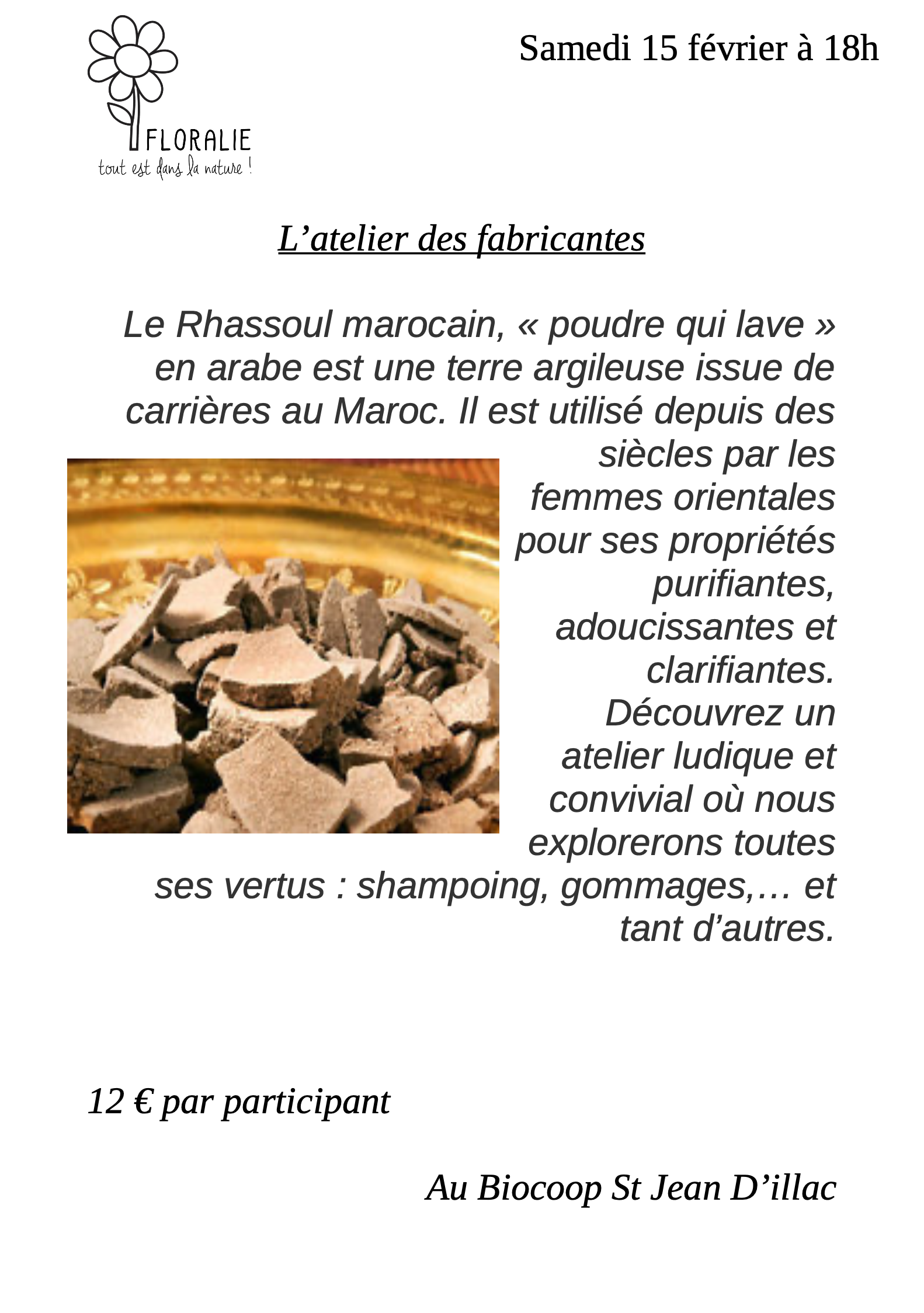 Atelier "Fabriquer ses cosmétiques maison" Atelier "Fabriquer ses cosmétiques maison"