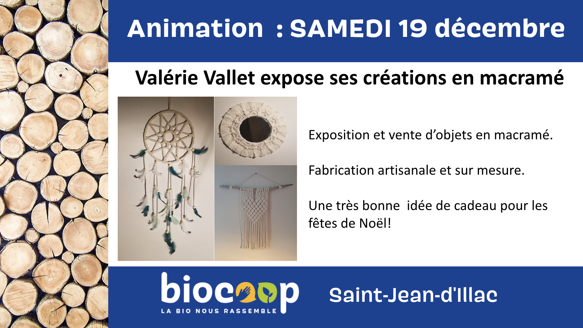 Animation vente de macramés artisanaux Animation vente de macramés artisanaux